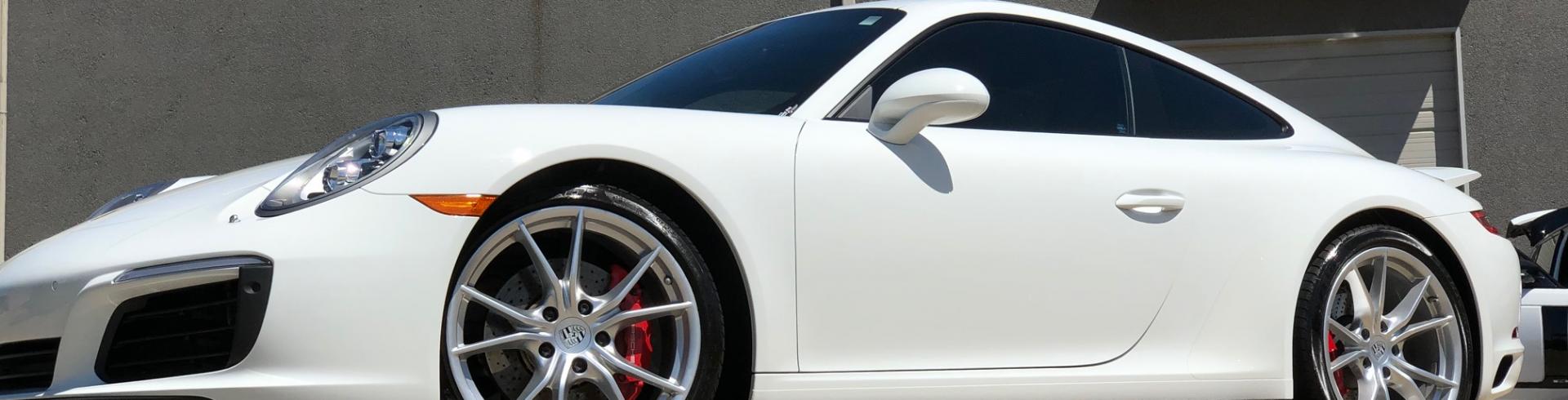shiny white sports car